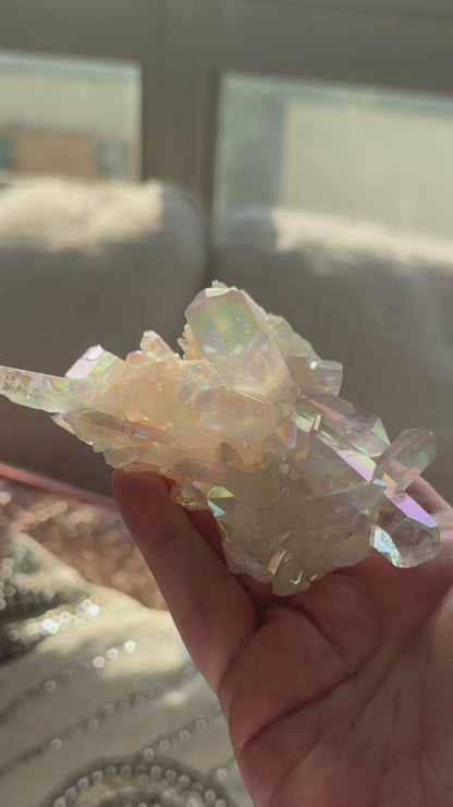 Angel Aura Quartz Cluster – Radiant Clarity & Prism Glow